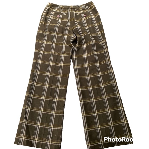 Talbots womens green plaid wool wide leg dress pant Size 2 - Picture 7 of 7